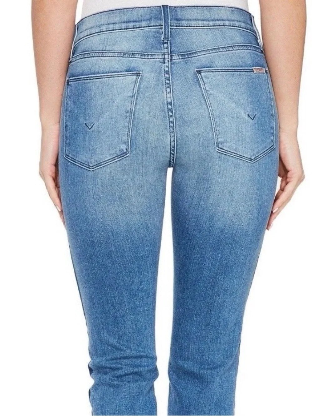 HUDSON Tilda Crop Cigarette Jeans Side Stripe Raw Hem Mid Rise Stretch Size 26